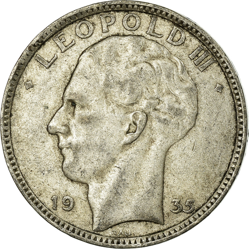 Moneta, Belgio, 20 Francs, 20 Frank, 1935, MB+, Argento, KM:105