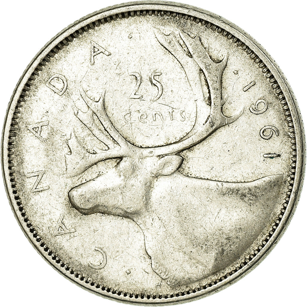 Coin, Canada, Elizabeth II, 25 Cents, 1961, Royal Canadian Mint, Ottawa