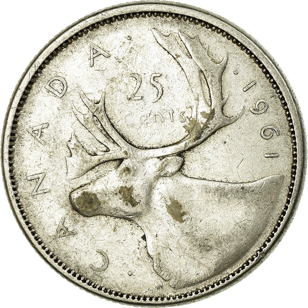 Coin, Canada, Elizabeth II, 25 Cents, 1961, Royal Canadian Mint, Ottawa