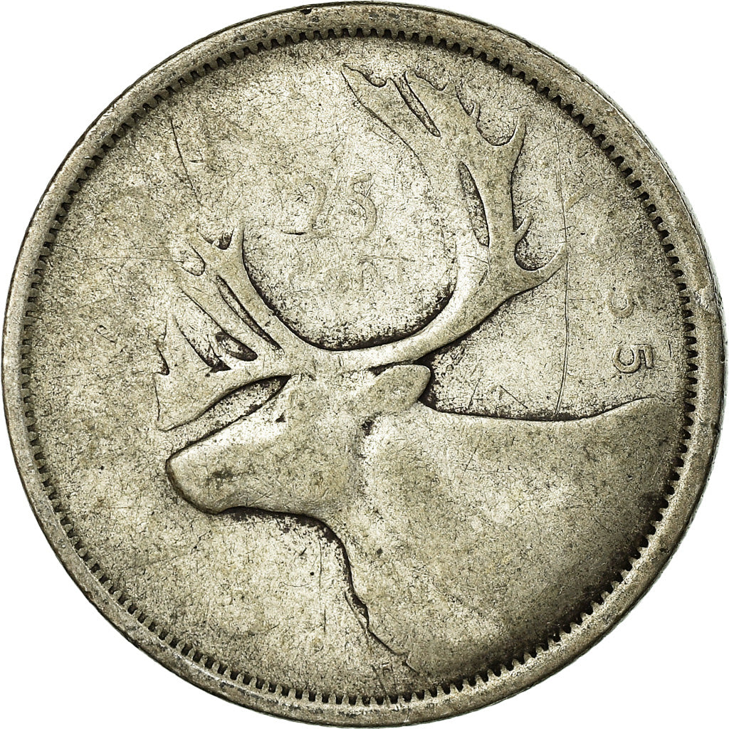 Coin, Canada, Elizabeth II, 25 Cents, 1955, Royal Canadian Mint, Ottawa