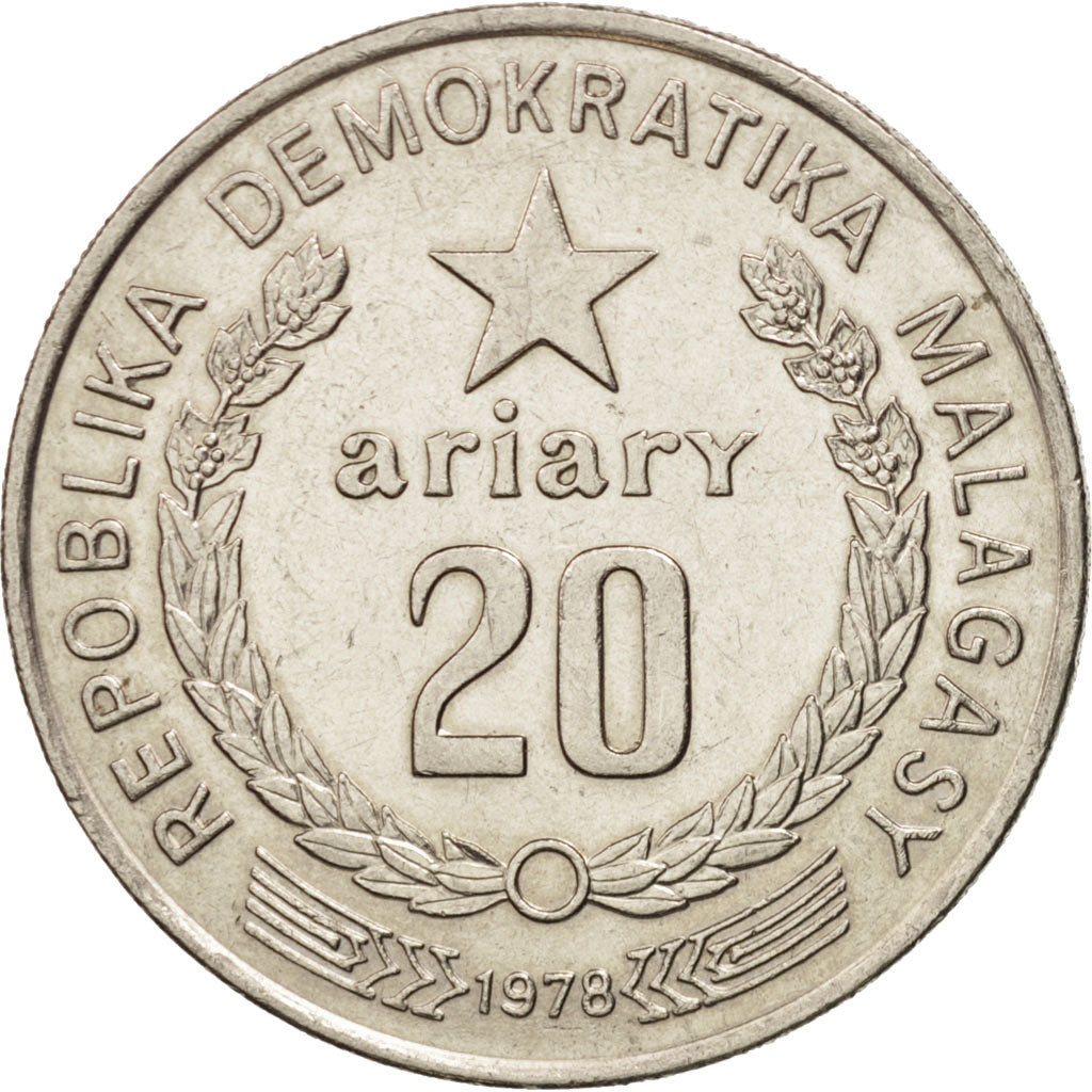 Madagascar, 20 Ariary, 1978, British Royal Mint, AU(50-53), Nickel, KM:14