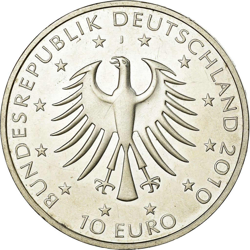 GERMANY - FEDERAL REPUBLIC, 10 Euro, 2010, AU(55-58), Silver, KM:288