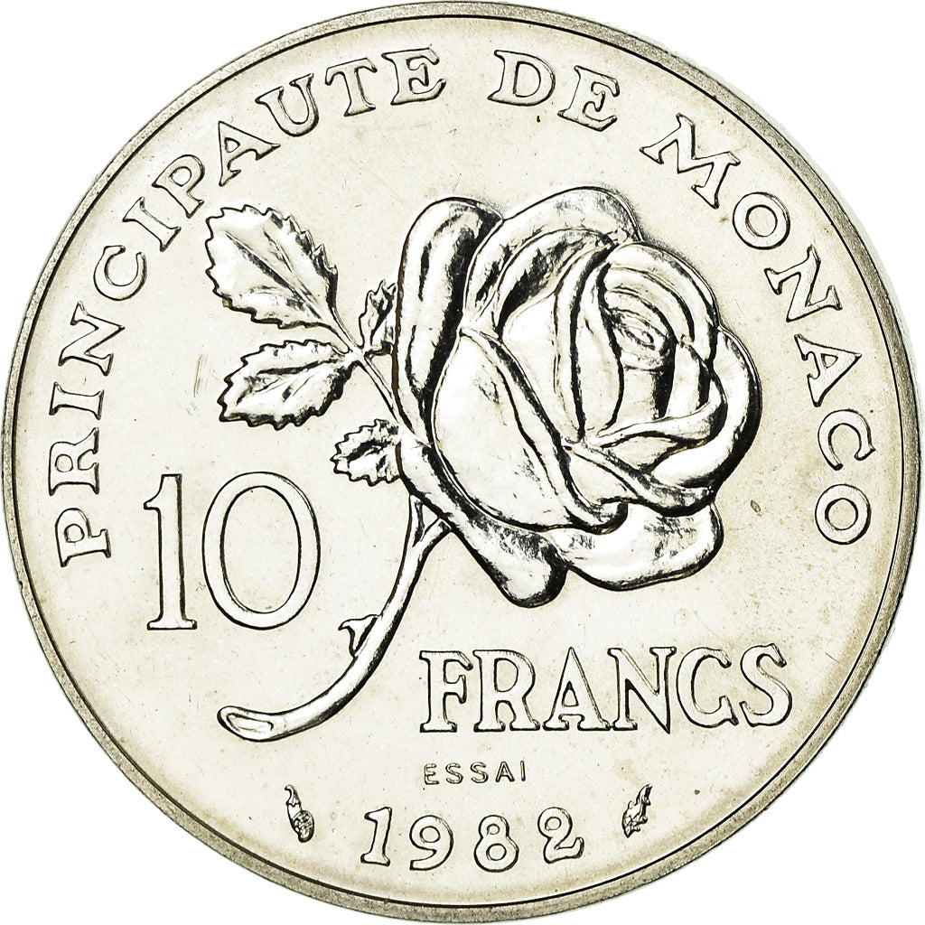 Moneta, Monaco, Grace de Monaco, 10 Francs, 1982, ESSAI, SPL, Argento, KM:E73