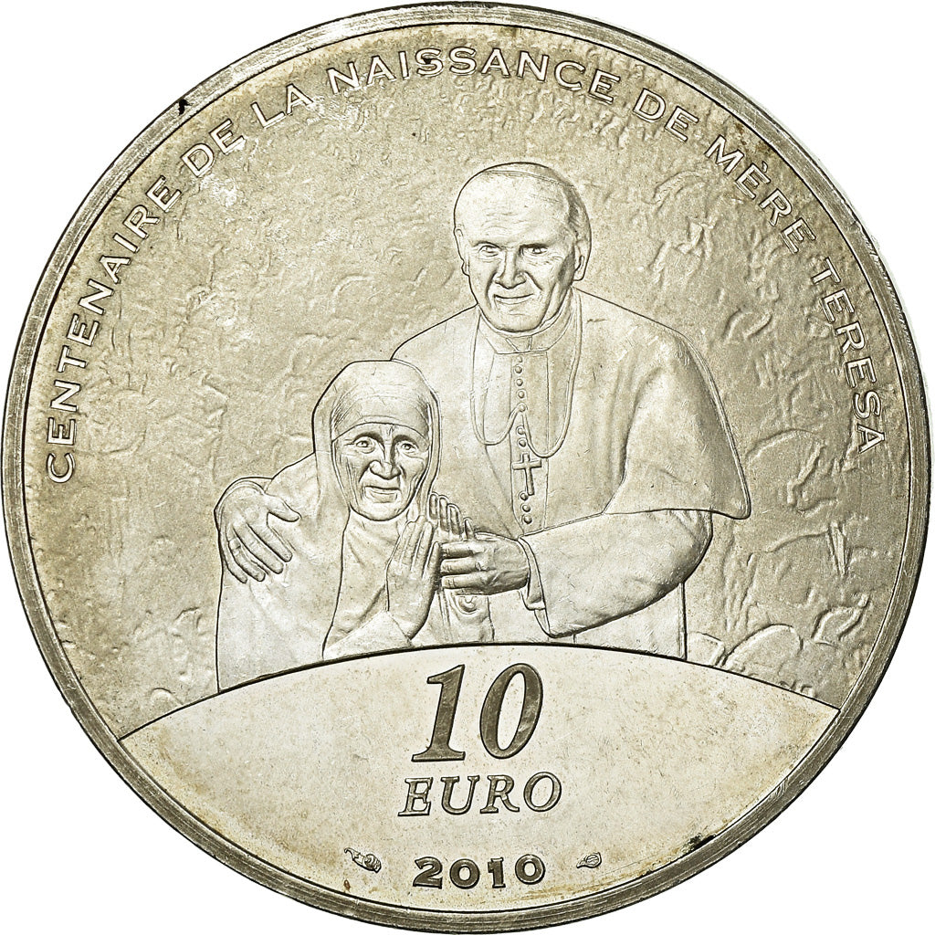 Frankreich, Jean Paul II et Mère Térèsa, 10 Euro, 2010, BE, VZ, Silber
