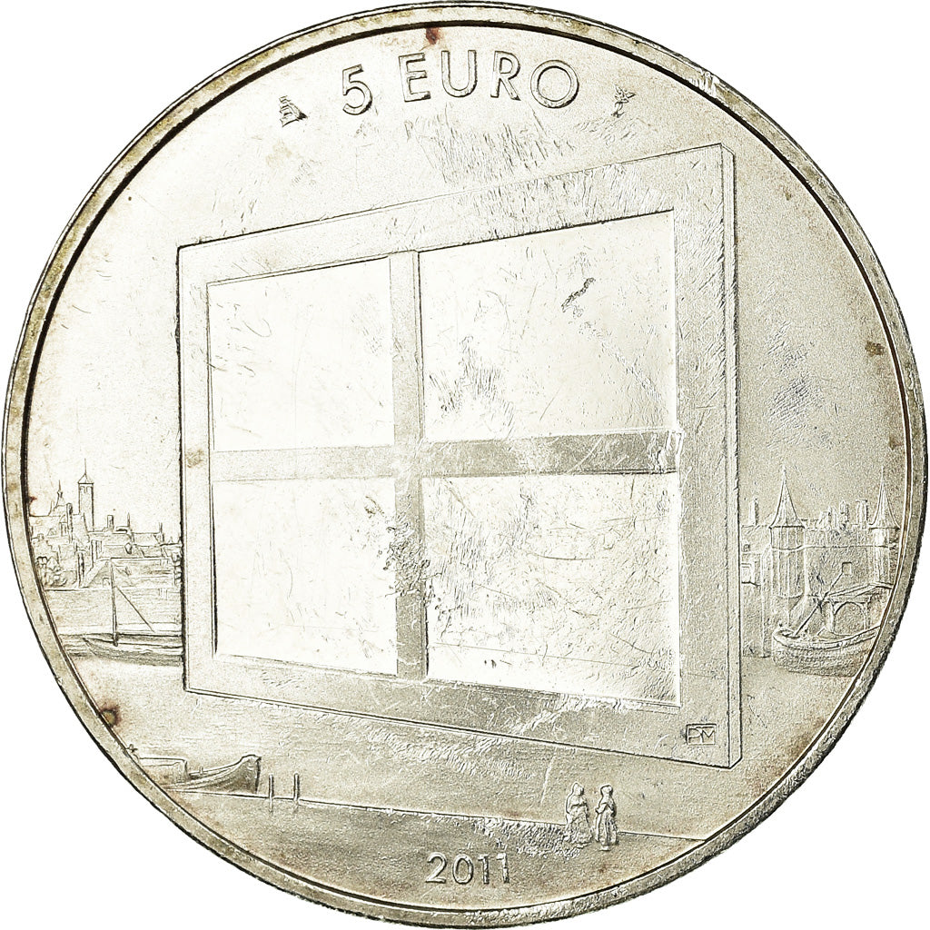 Paesi Bassi, 5 Euro, 2011, BB, Rame placcato argento, KM:304a