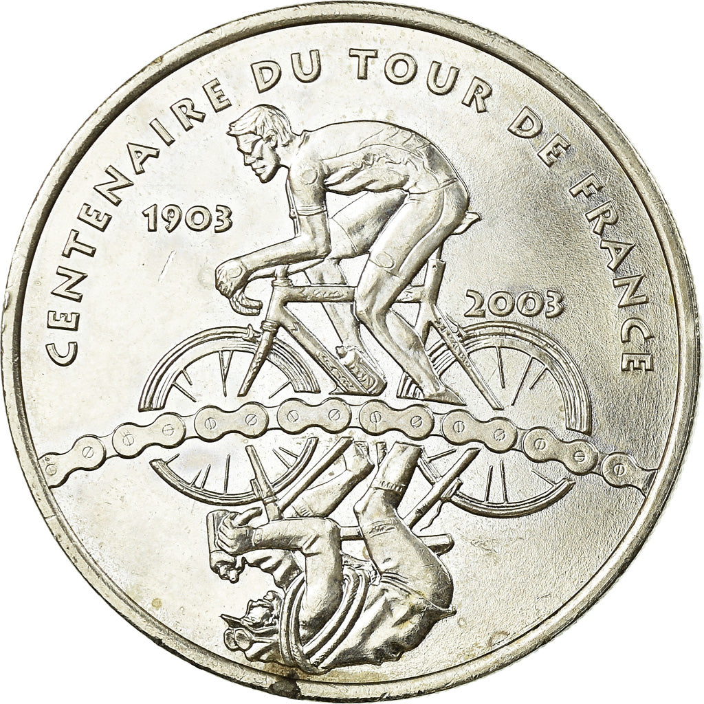 França, 1/4 Euro, Centenaire Du Tour De France, 2003, BU, AU(55-58), Prata
