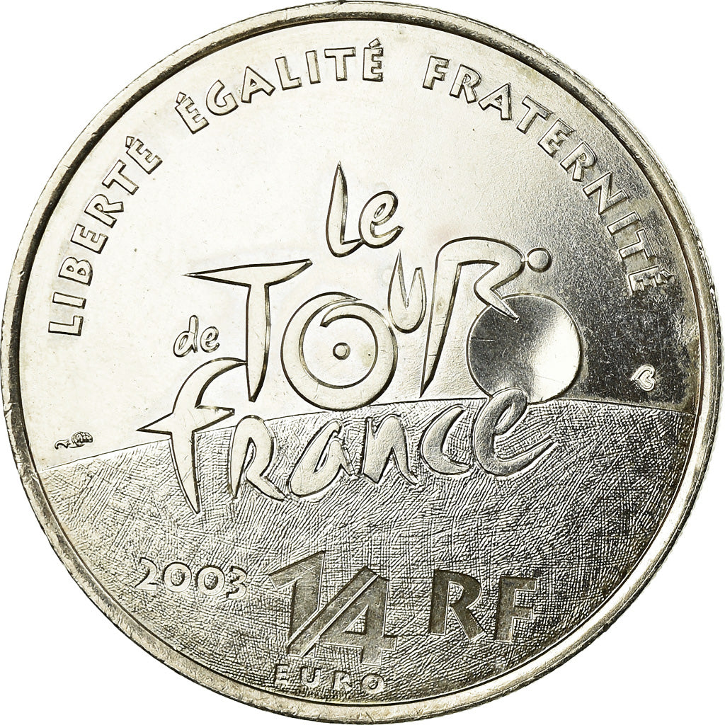 França, 1/4 Euro, Centenaire Du Tour De France, 2003, BU, AU(55-58), Prata