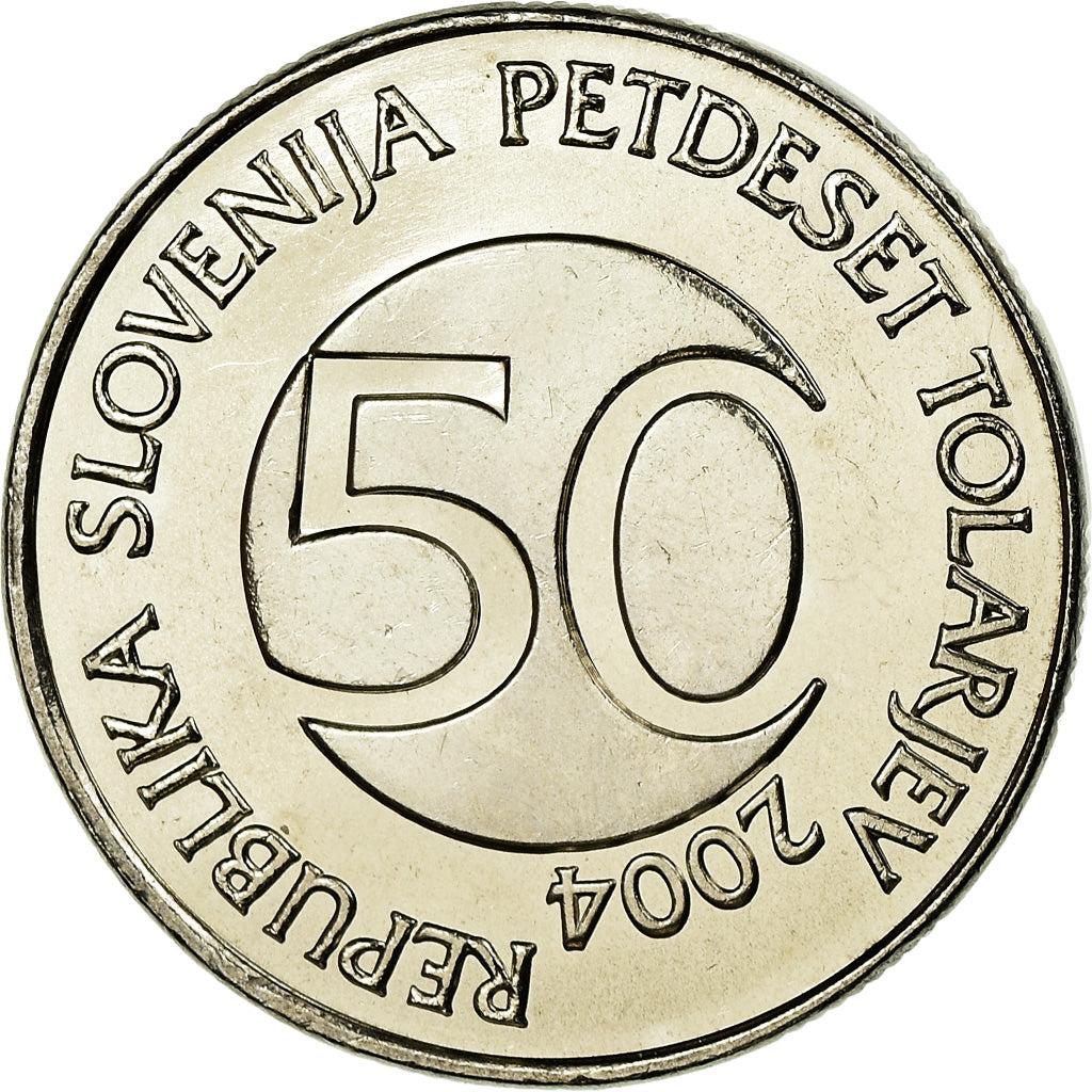 Coin, Slovenia, 50 Tolarjev, 2004, Kremnica, MS(65-70), Copper-nickel, KM:52