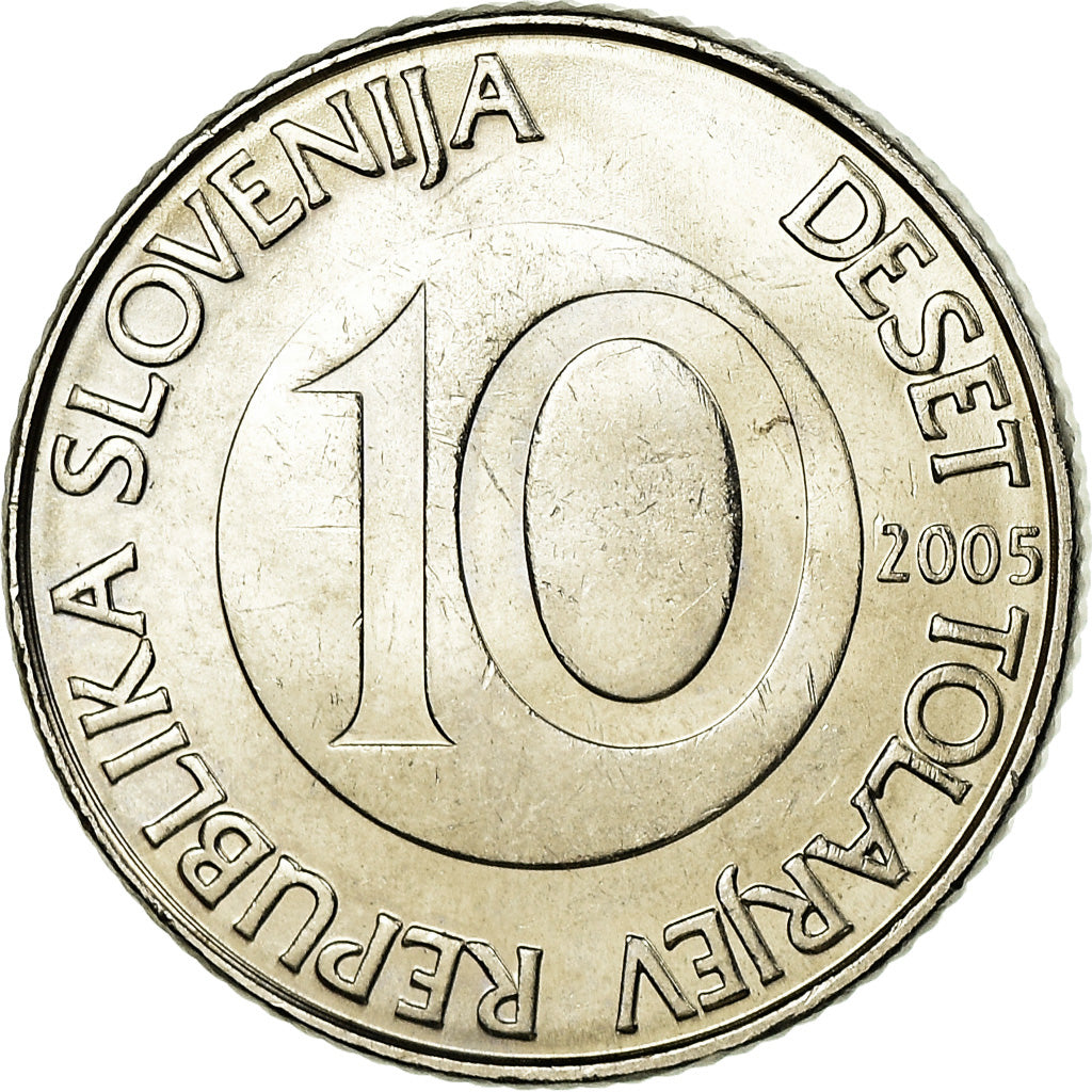 Coin, Slovenia, 10 Tolarjev, 2005, MS(65-70), Copper-nickel, KM:41