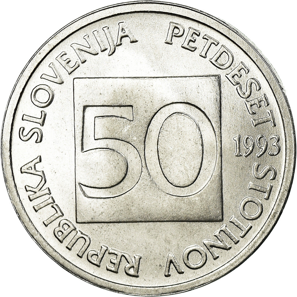 Coin, Slovenia, 50 Stotinov, 1993, MS(65-70), Aluminum, KM:3