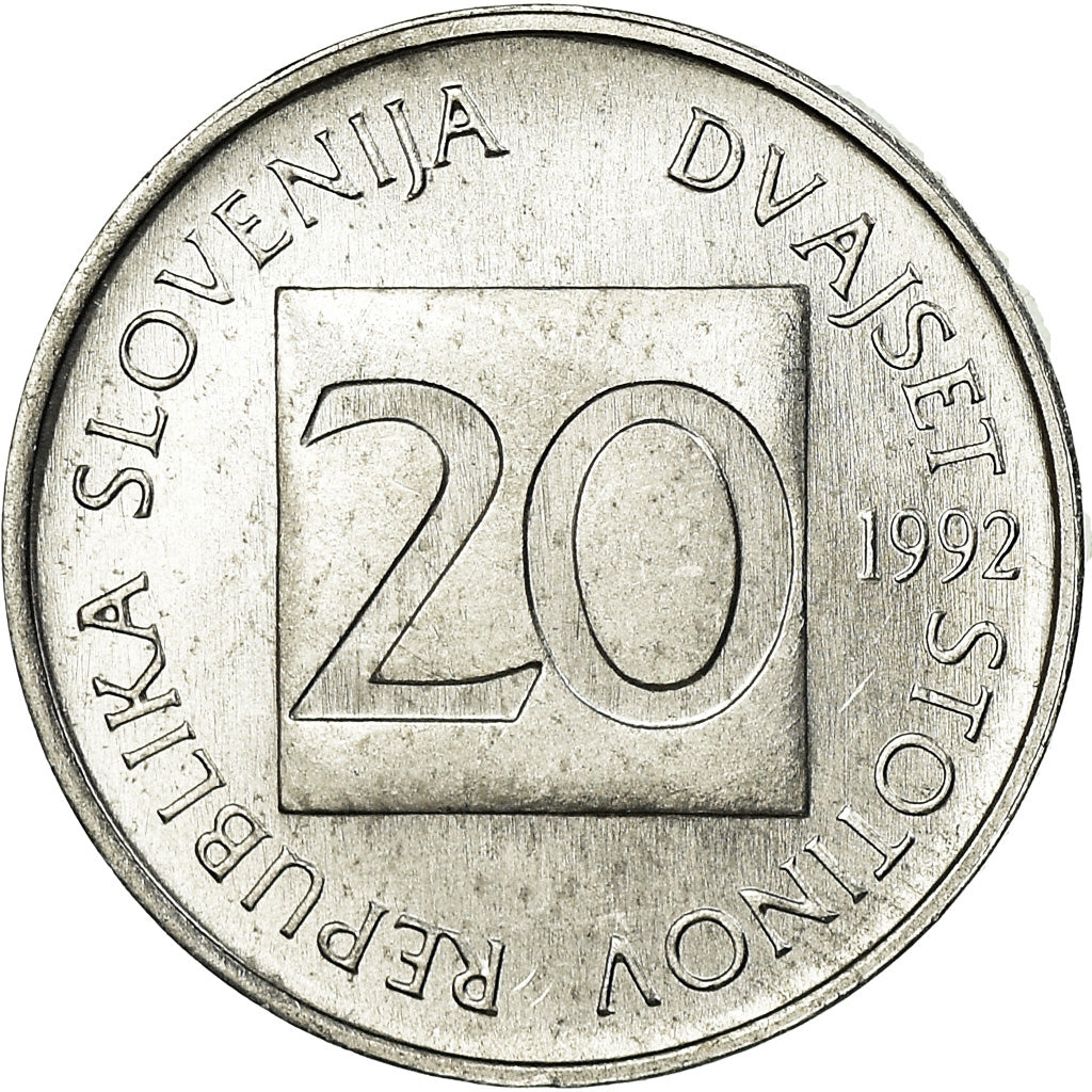 Coin, Slovenia, 20 Stotinov, 1992, MS(65-70), Aluminum, KM:8
