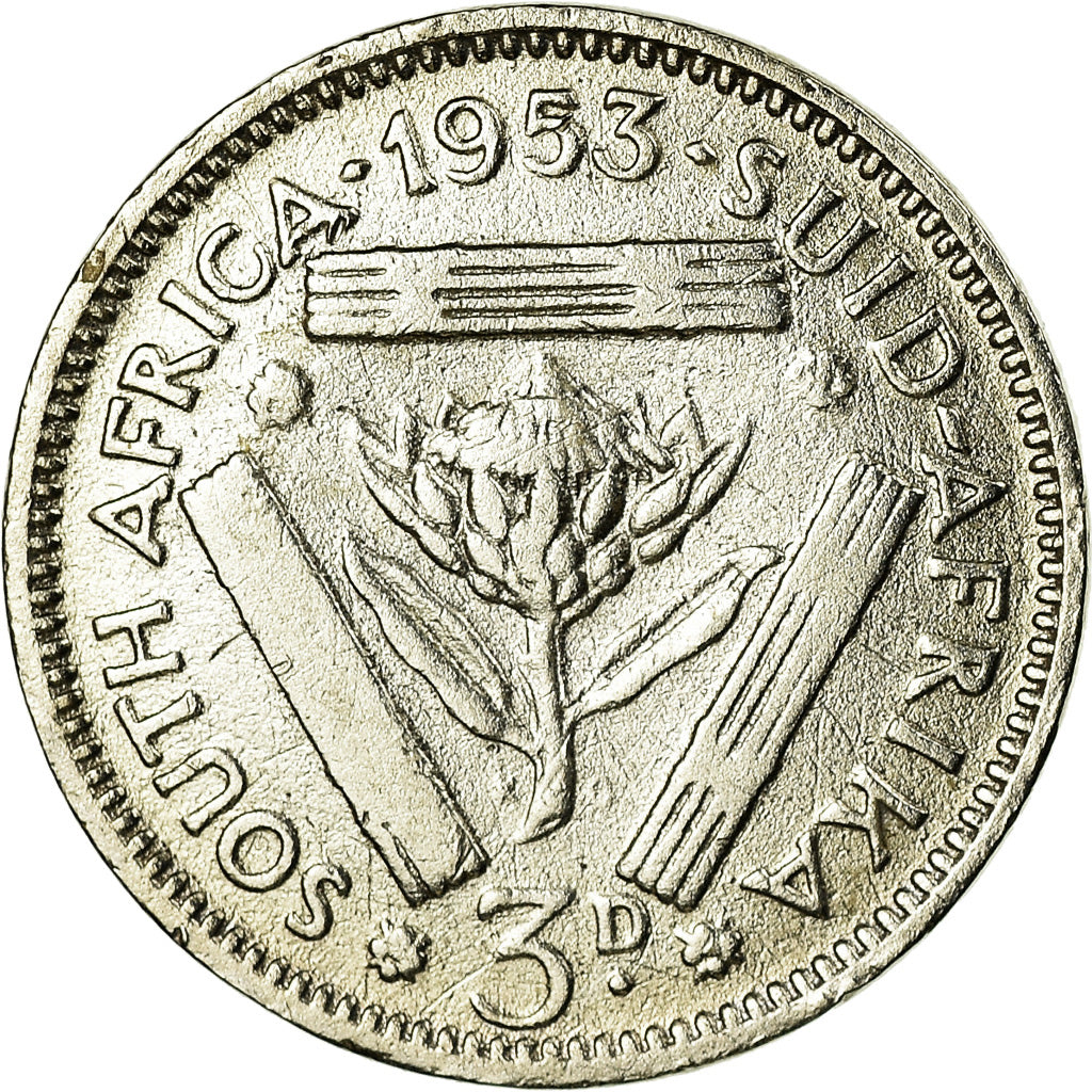 Coin, South Africa, Elizabeth II, 3 Pence, 1953, AU(55-58), Silver, KM:47
