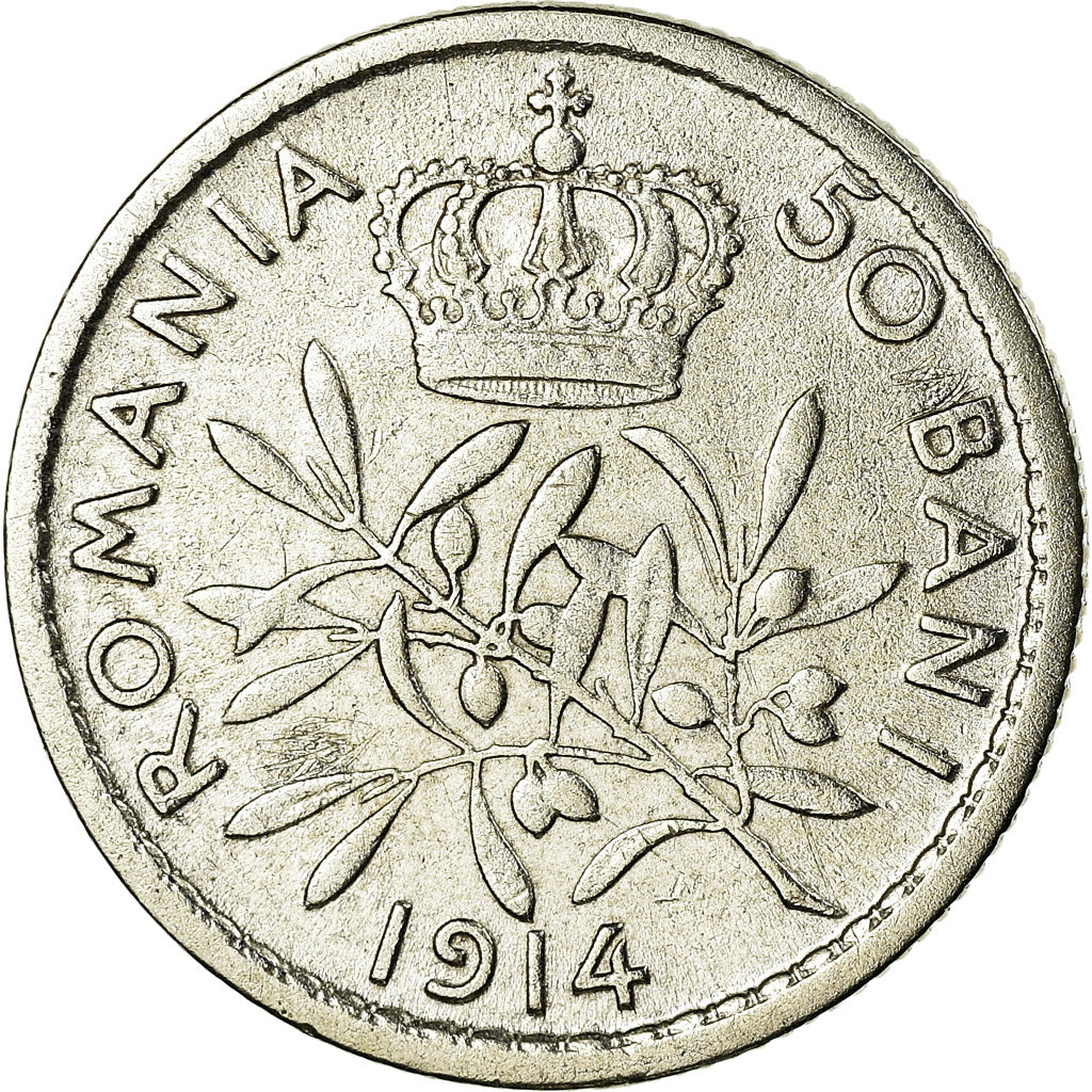 Coin, Romania, Carol I, 50 Bani, 1914, EF(40-45), Silver, KM:41