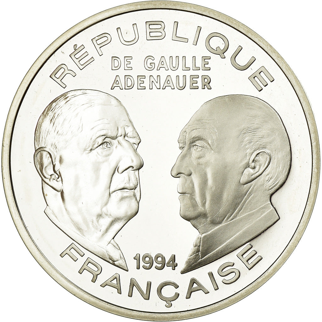 Coin, France, De Gaulle - Adenauer, 100 Francs, 1994, BE, MS(65-70), Silver