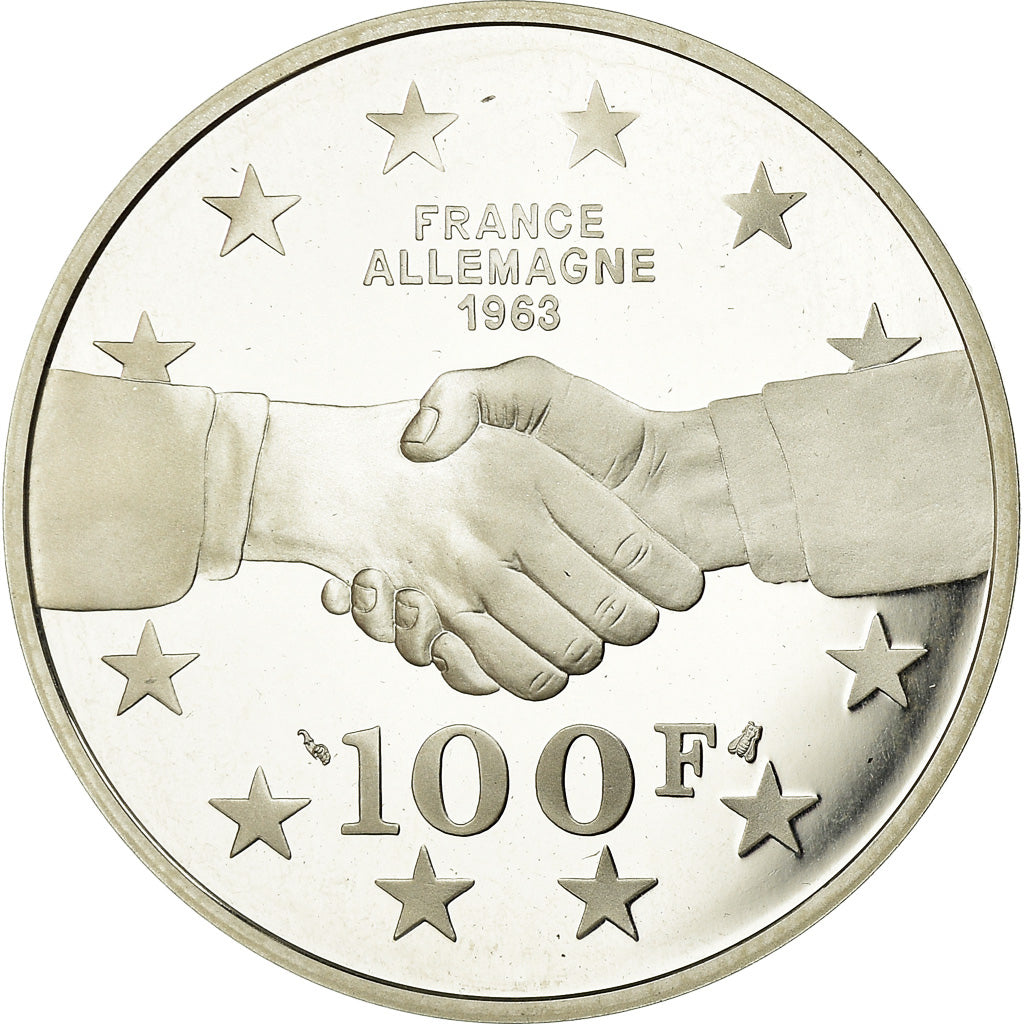 Coin, France, De Gaulle - Adenauer, 100 Francs, 1994, BE, MS(65-70), Silver