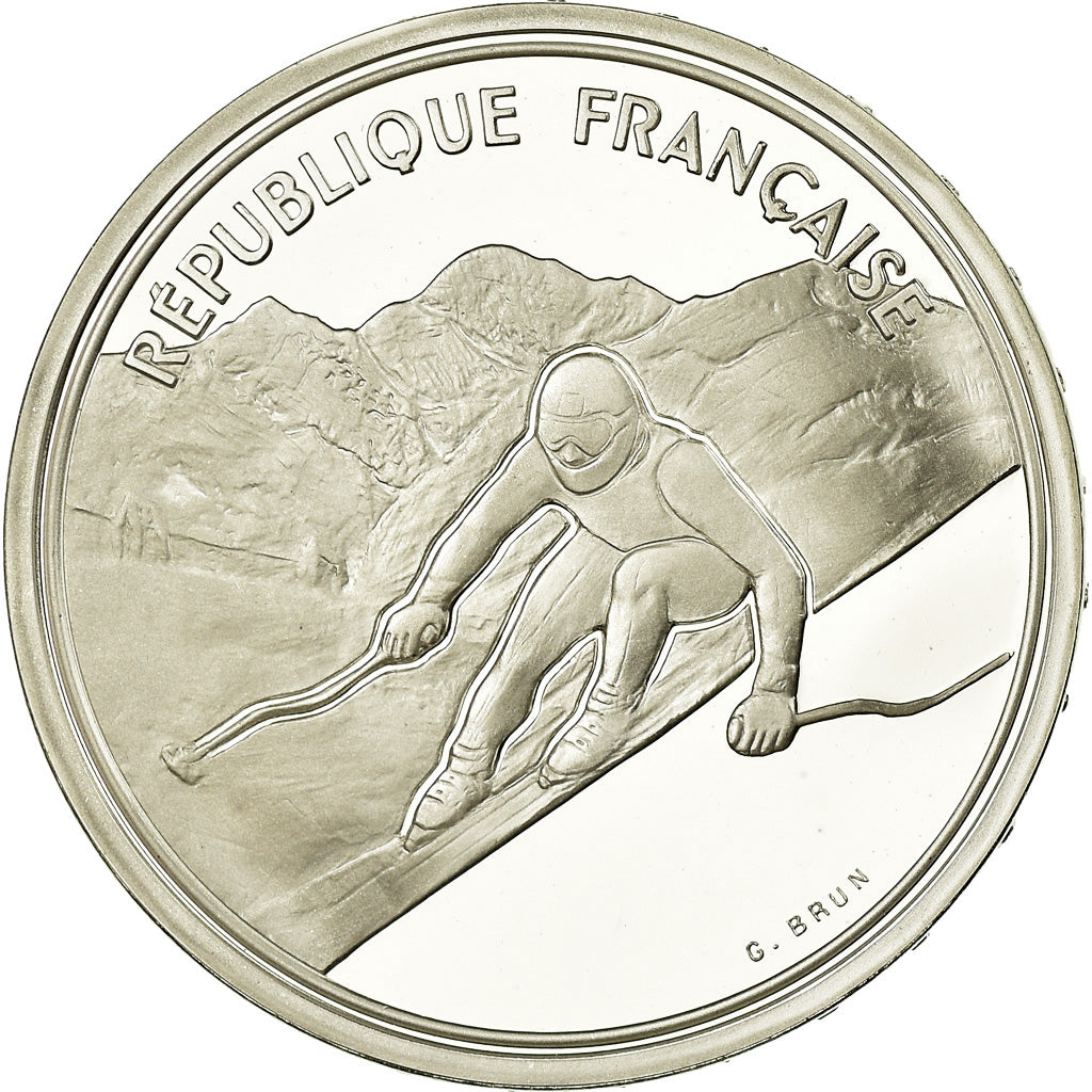 Moneta, Francia, Alpine skiing, 100 Francs, 1989, BE, FDC, Argento, KM:971