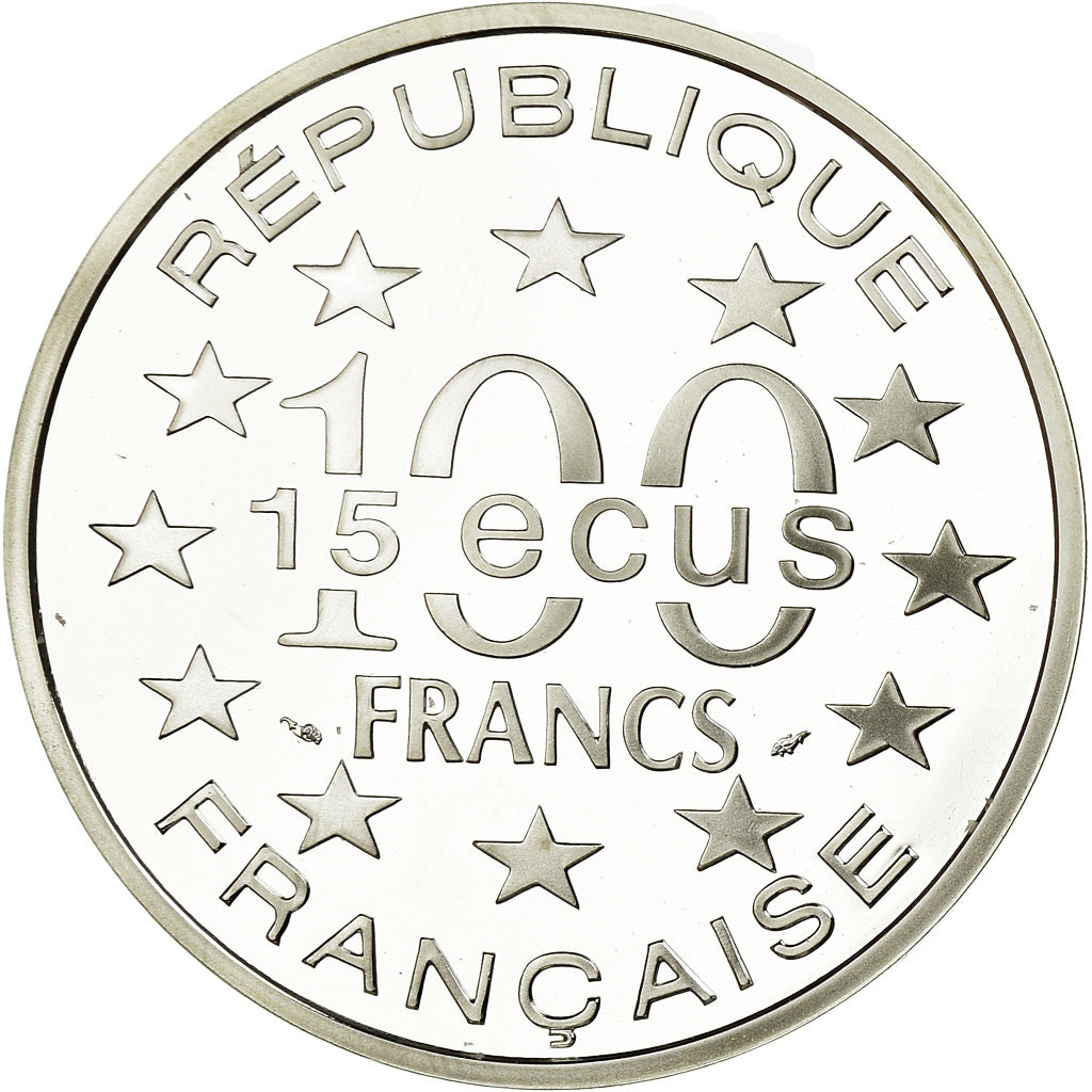 Coin, France, Arc de Triomphe, 100 Francs-15 Ecus, 1993, BE, MS(65-70), Silver