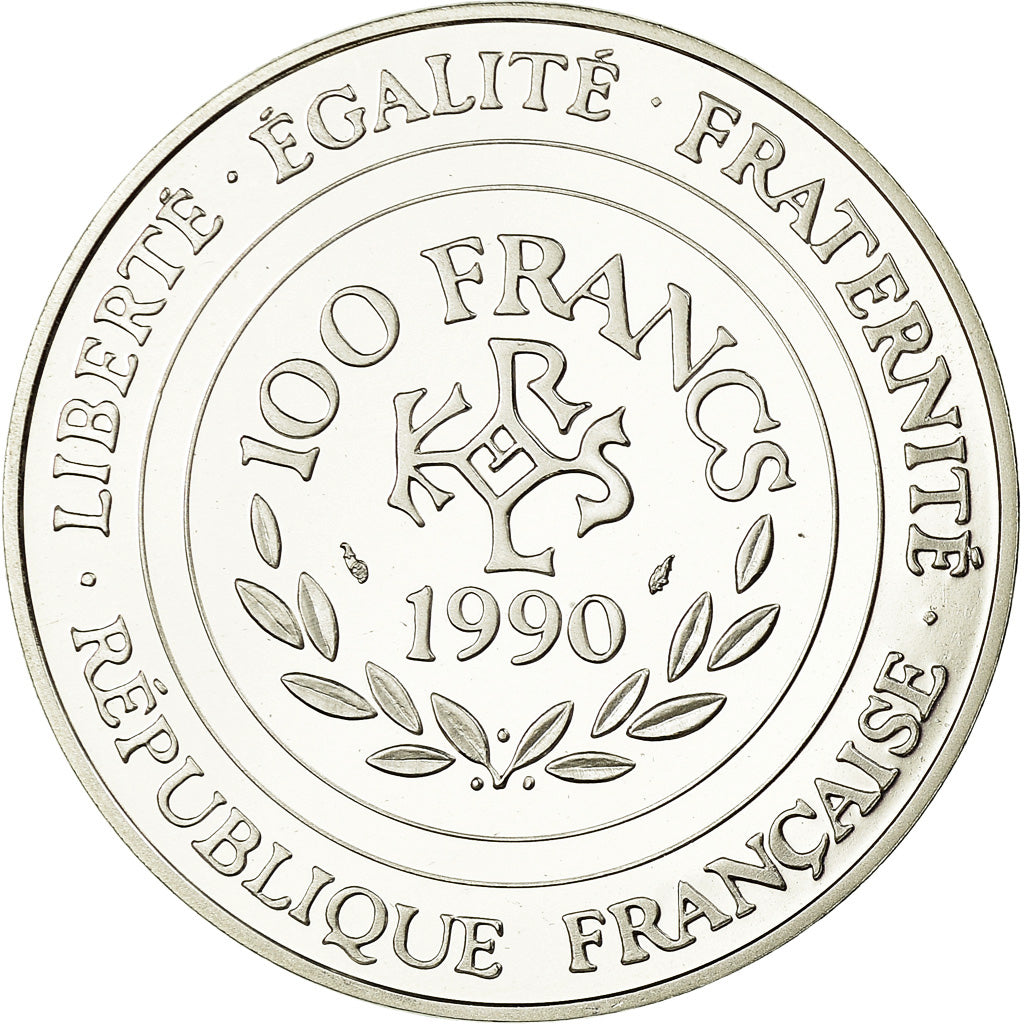 Coin, France, Charlemagne, 100 Francs-15 Ecus, 1990, BE, MS(65-70), Silver