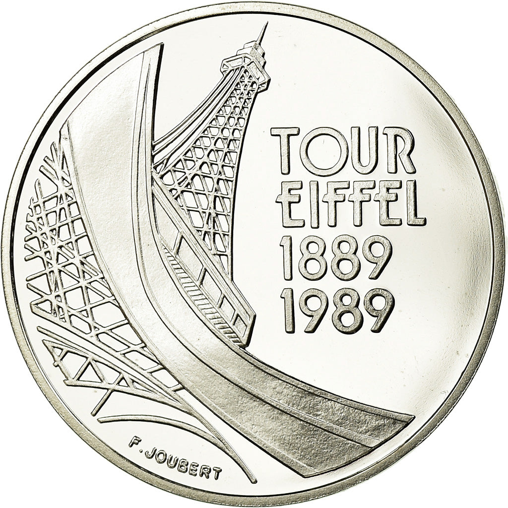 Coin, France, Tour Eiffel, 5 Francs, 1989, Paris, BE, EF(40-45), Silver, KM:968a