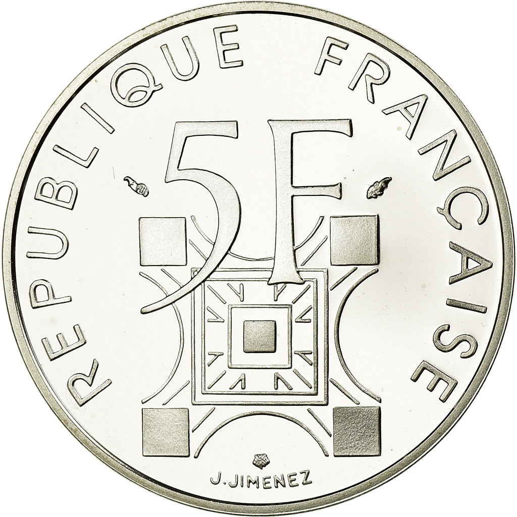 Coin, France, Tour Eiffel, 5 Francs, 1989, Paris, BE, EF(40-45), Silver, KM:968a