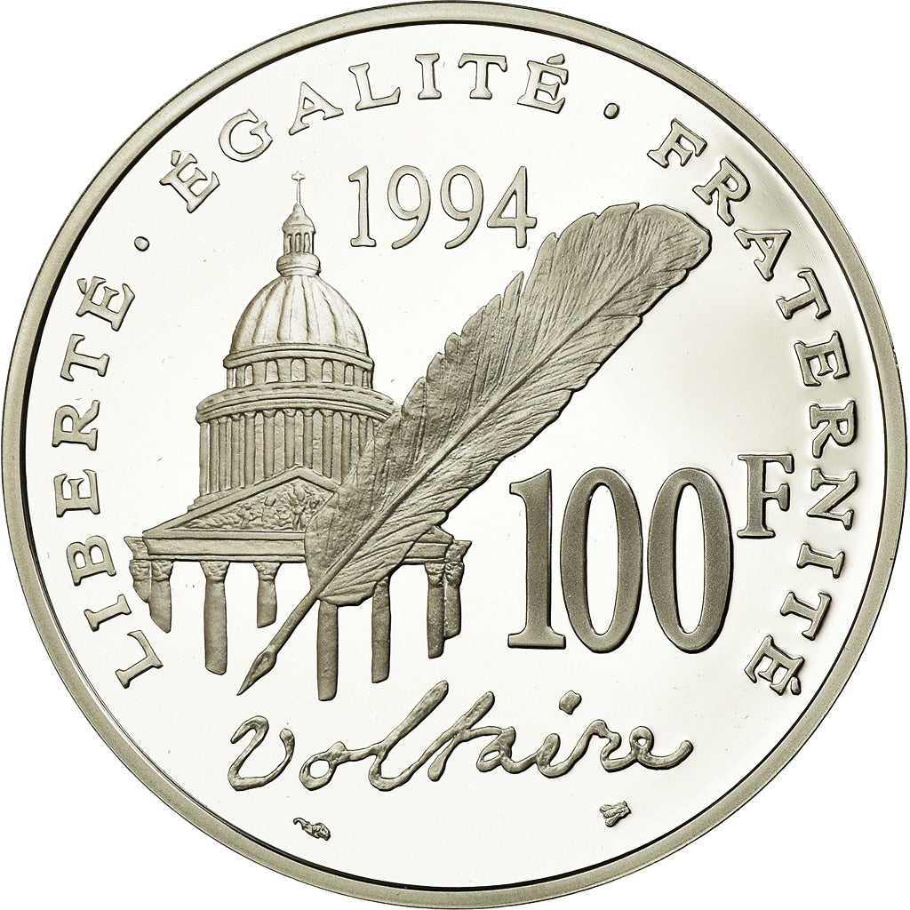 Coin, France, Voltaire, 100 Francs, 1994, BE, MS(65-70), Silver, KM:1182