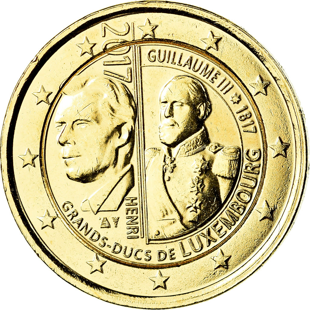 Luxembourg, 2 Euro, 200 ans Guillaume II, 2017, golden, AU(55-58), Bi-Metallic