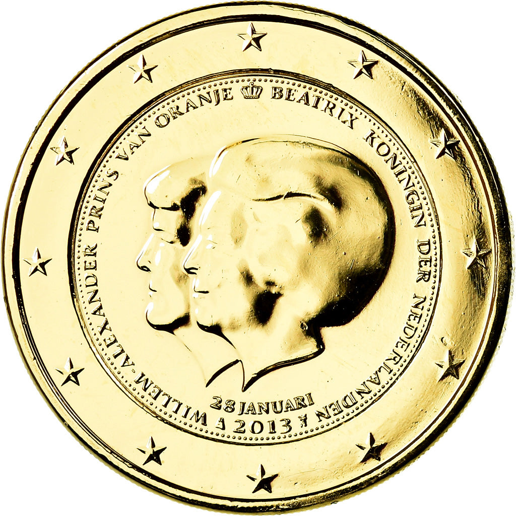 Netherlands, 2 Euro, Abdication de la Reine Béatrix, 2013, golden, MS(63)