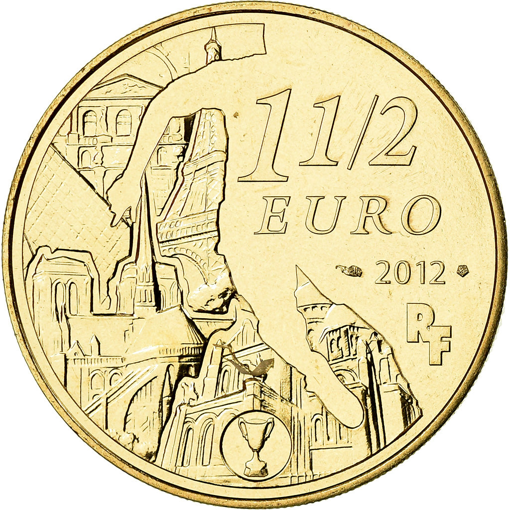 France, 1-1/2 Euro, Paris - Saint-Germain, 2012, MS(65-70), Aluminum-Bronze