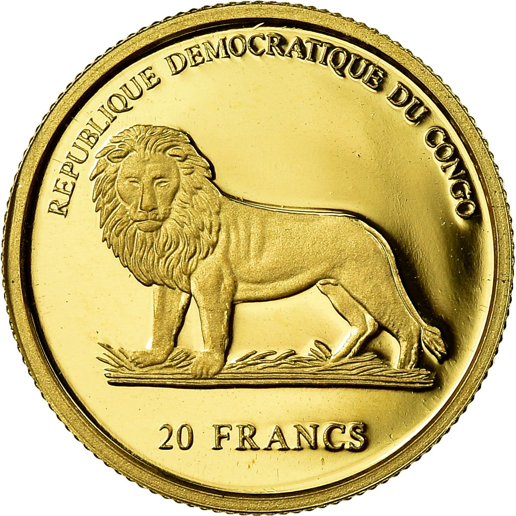 Münze, CONGO, DEMOCRATIC REPUBLIC, 20 Francs, 2003, Proof, STGL, Gold, KM:136