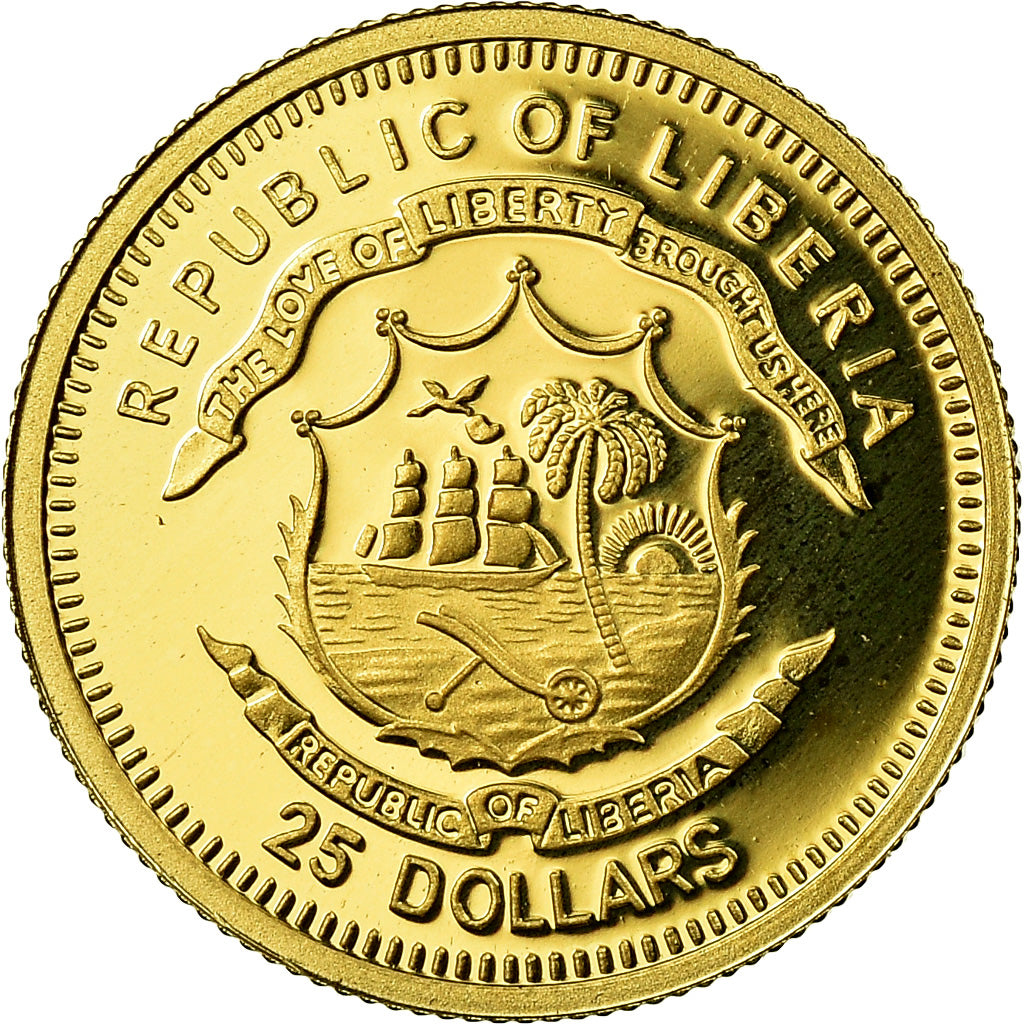 Moneta, Liberia, Moric Benovsky, 25 Dollars, 2005, Proof, FDC, Oro