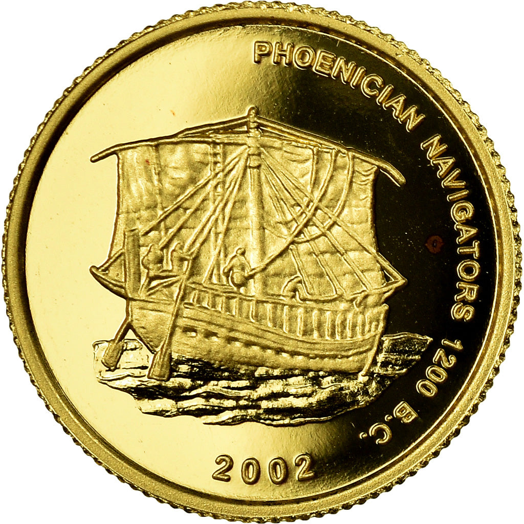 Coin, Ghana, Phoenician Navigators, 500 Sika, 2002, Proof, MS(65-70), Gold