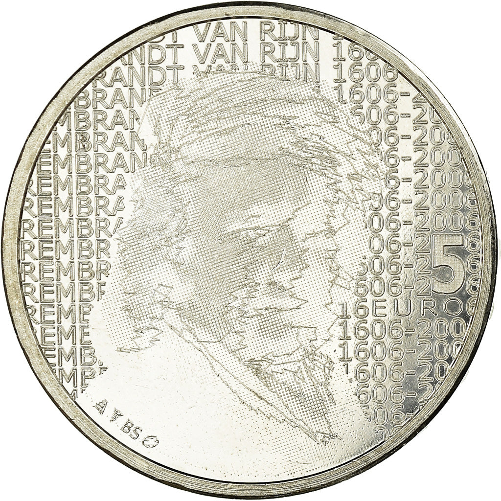 Niederlande, 5 Euro, Rembrandt, 2006, Proof, STGL, Silber, KM:266