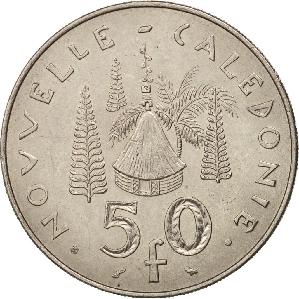 Coin, New Caledonia, 50 Francs, 1967, Paris, AU(50-53), Nickel, KM:7