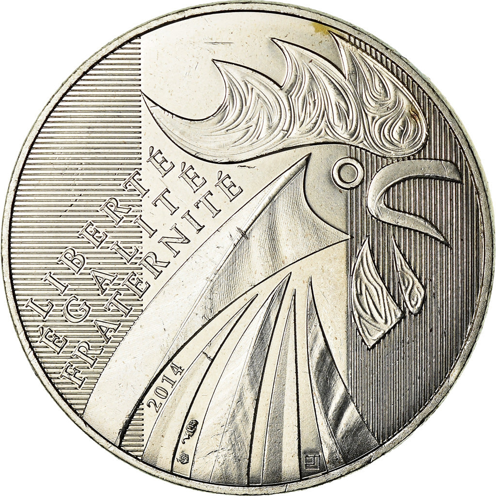 France, 10 Euro, Coq, 2014, AU(55-58), Silver, KM:2110