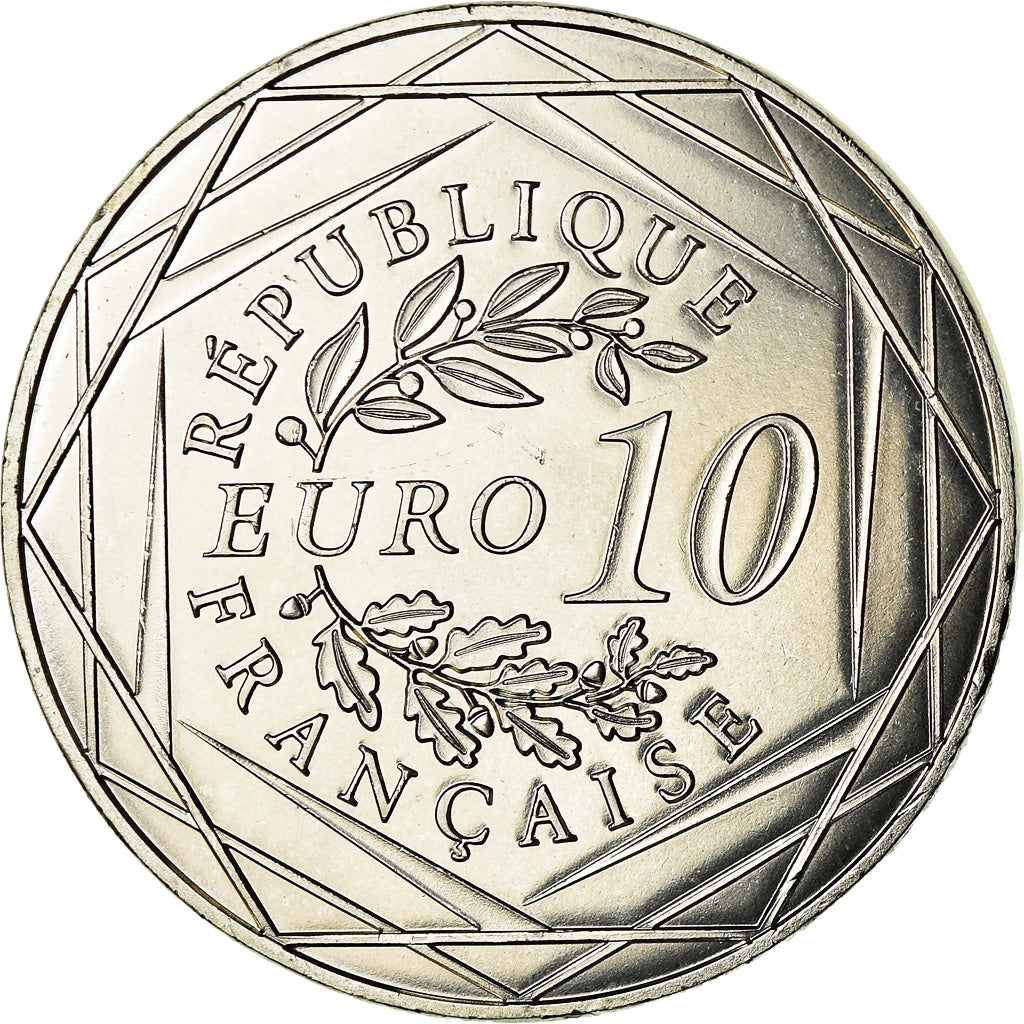 France, 10 Euro, Coq, 2014, AU(55-58), Silver, KM:2110