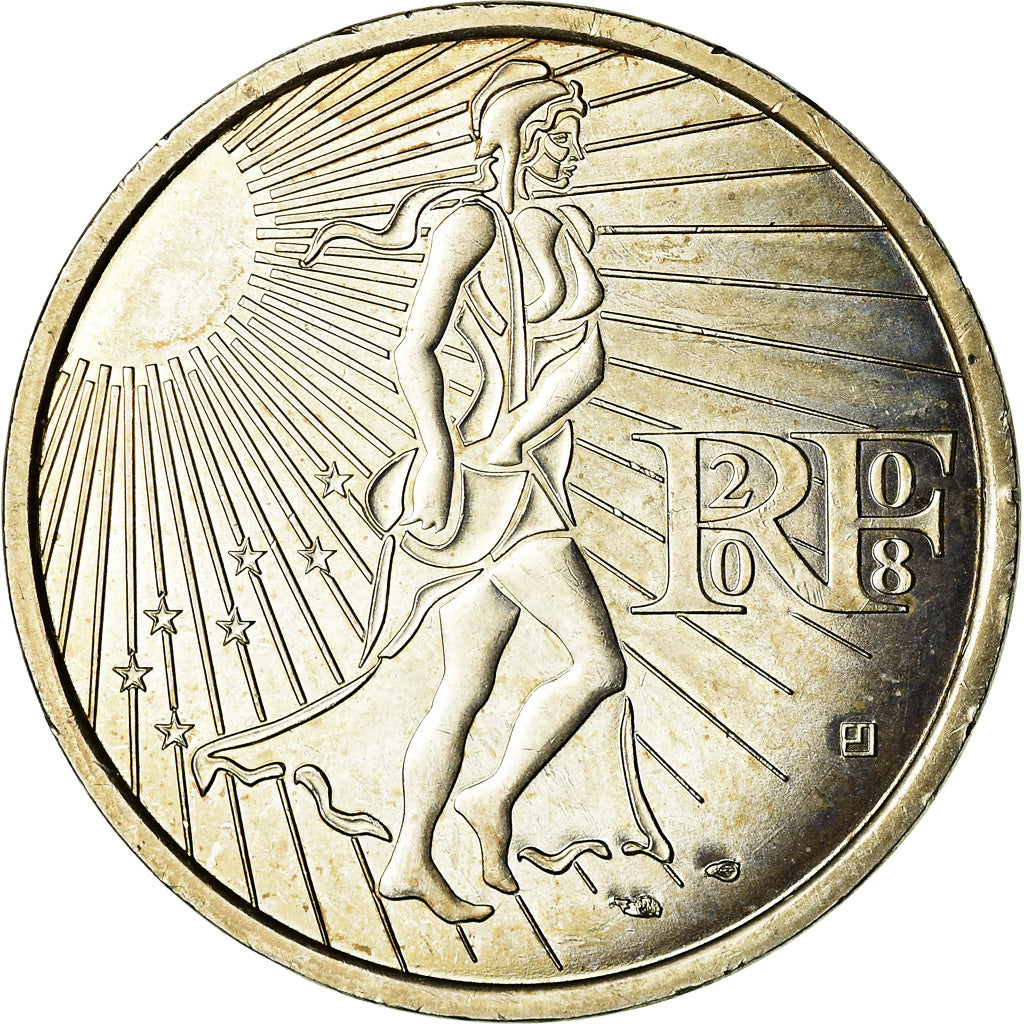 Francja, 15 Euro, Semeuse, 2008, Paris, AU(55-58), Srebro, Gadoury:EU288