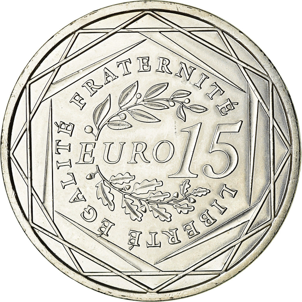 Francja, 15 Euro, Semeuse, 2008, Paris, AU(55-58), Srebro, Gadoury:EU288