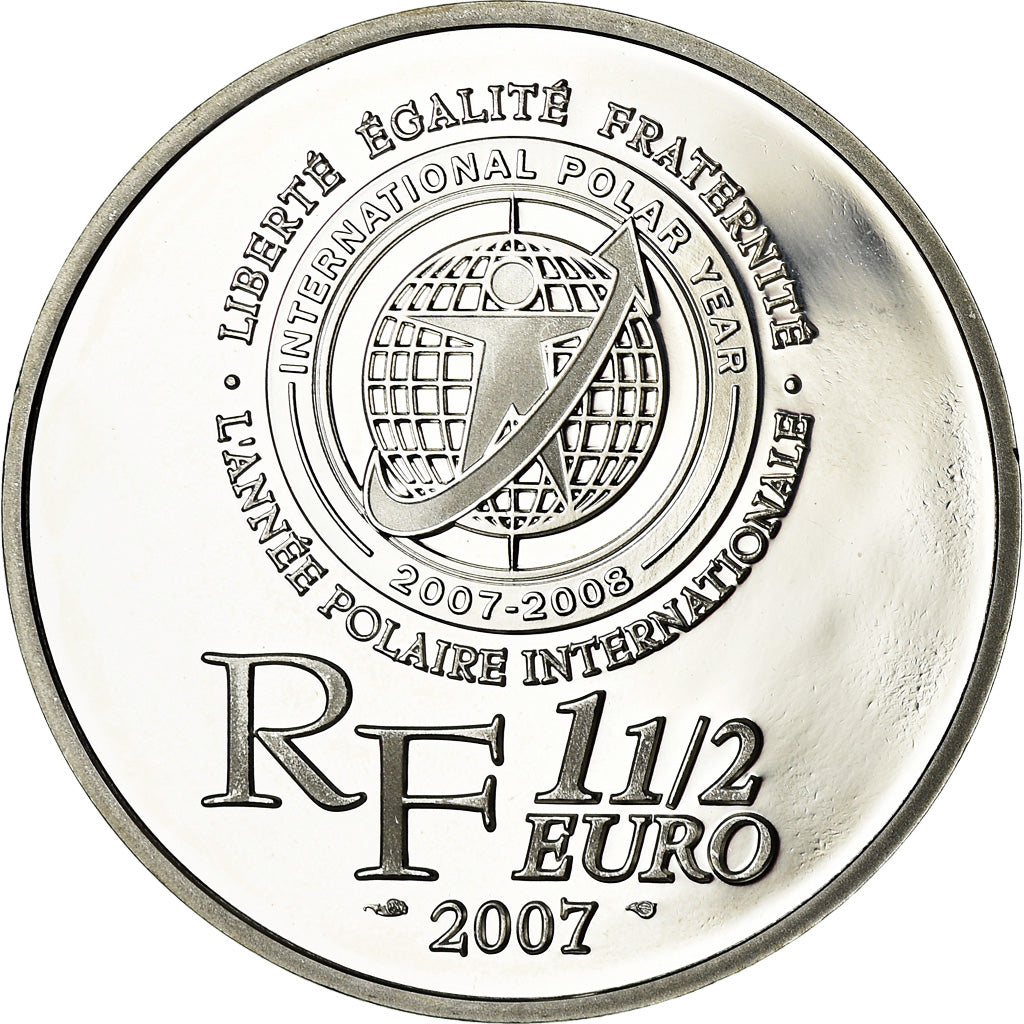 France, 1-1/2 Euro, Paul Emile Victor, 2007, BE, MS(65-70), Silver