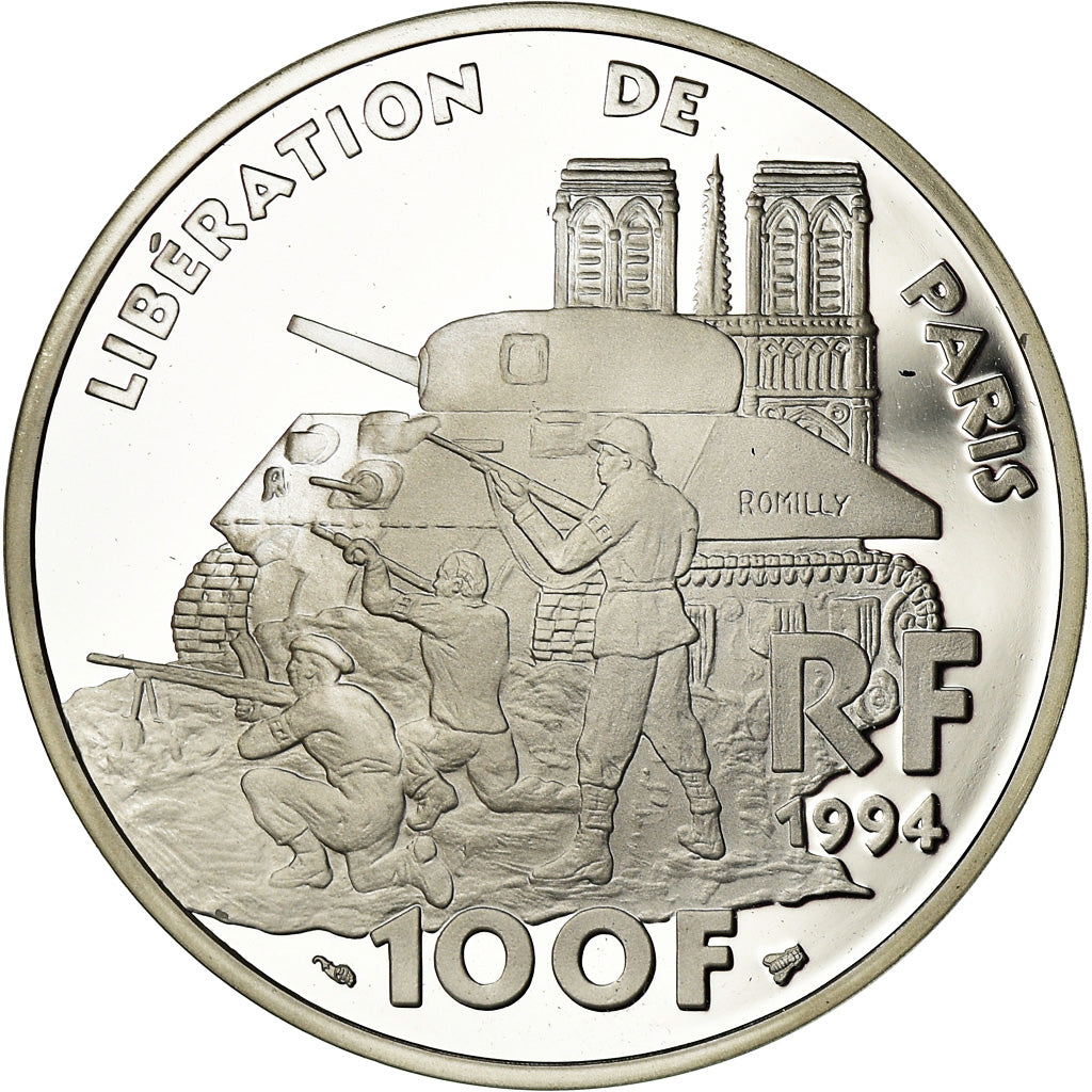 Coin, France, Libération de Paris, 100 Francs, 1994, BE, MS(65-70), Silver