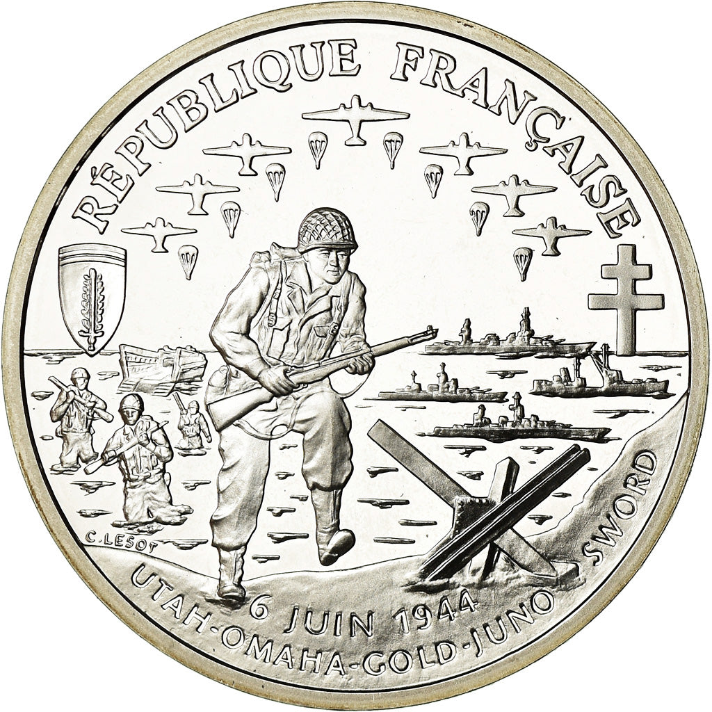 Monnaie, France, Débarquement, Franc, 1993, Paris, BE, FDC, Argent