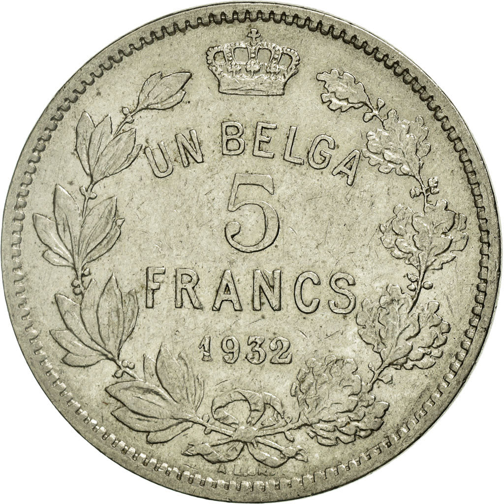 Coin, Belgium, 5 Francs, 5 Frank, 1932, AU(50-53), Nickel, KM:97.1
