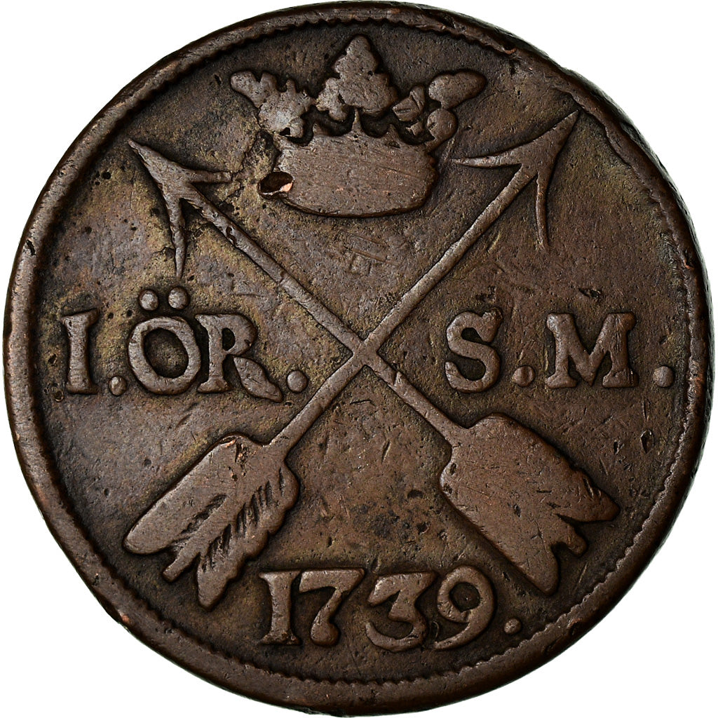 Coin, Sweden, Frederick I, Ore, S.M., 1739, VF(20-25), Copper, KM:416.1