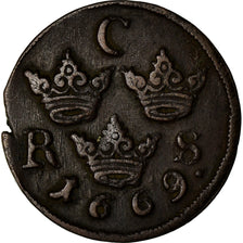 Coin, Sweden, 1/6 Ore, S.M., 1669, Avesta, VF(20-25), Copper, KM:254
