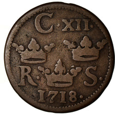 Coin, Sweden, Carl XII, 1/6 Ore, S.M., 1718, VF(20-25), Copper, KM:334