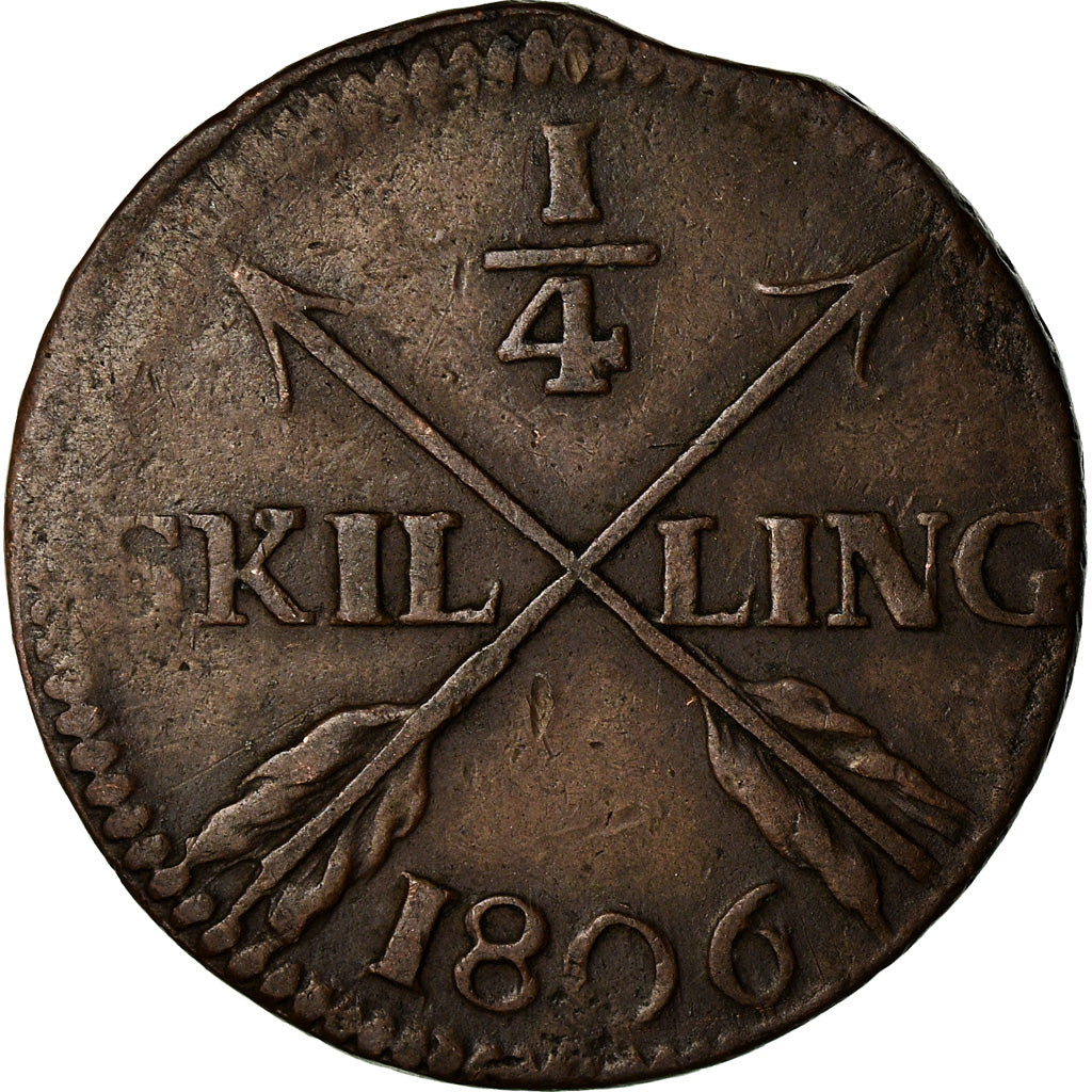 Coin, Sweden, Gustaf IV Adolf, 1/4 Skilling, 1806, VF(20-25), Copper, KM:564