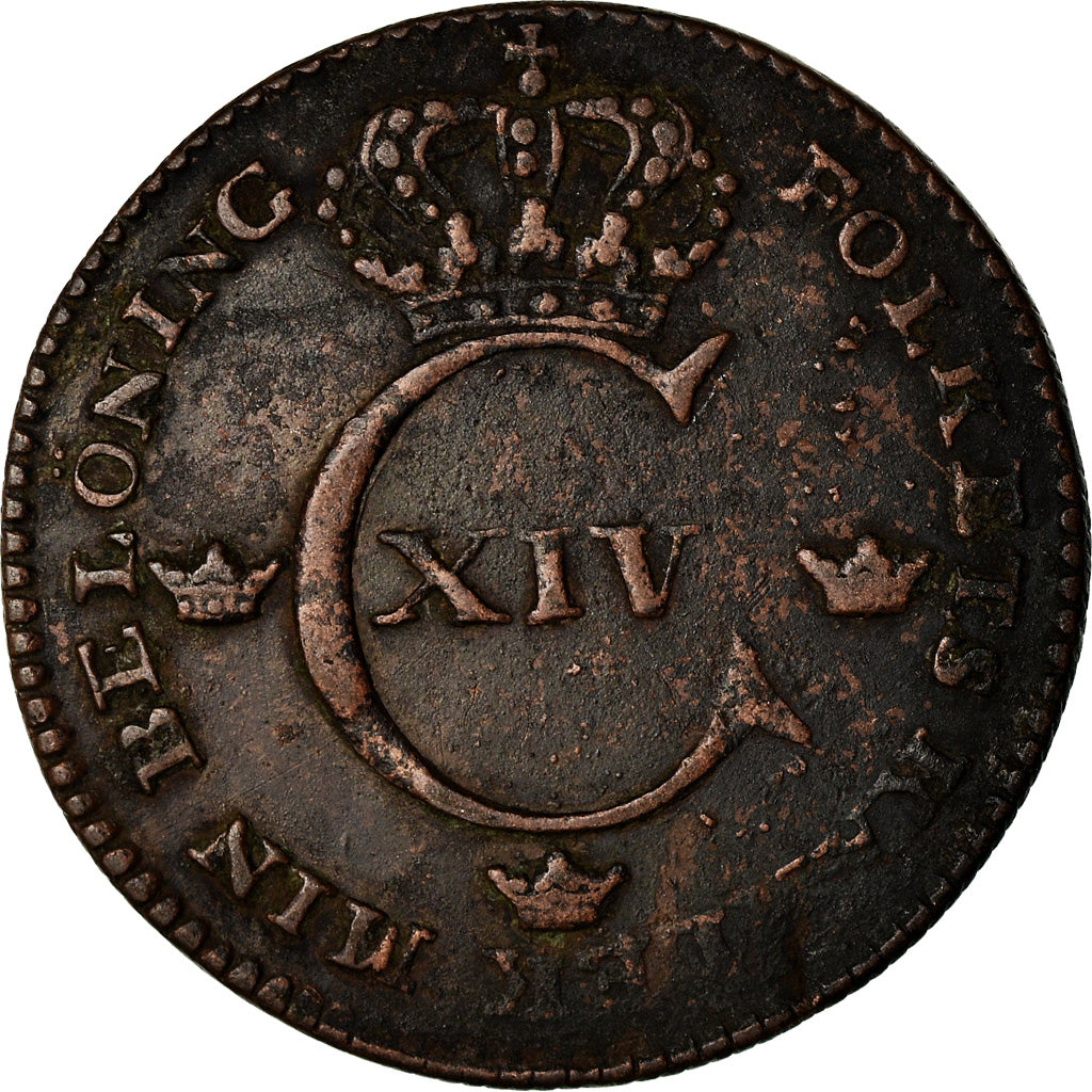 Coin, Sweden, Carl XIV Johan, 1/4 Skilling, 1825, VF(20-25), Copper, KM:595