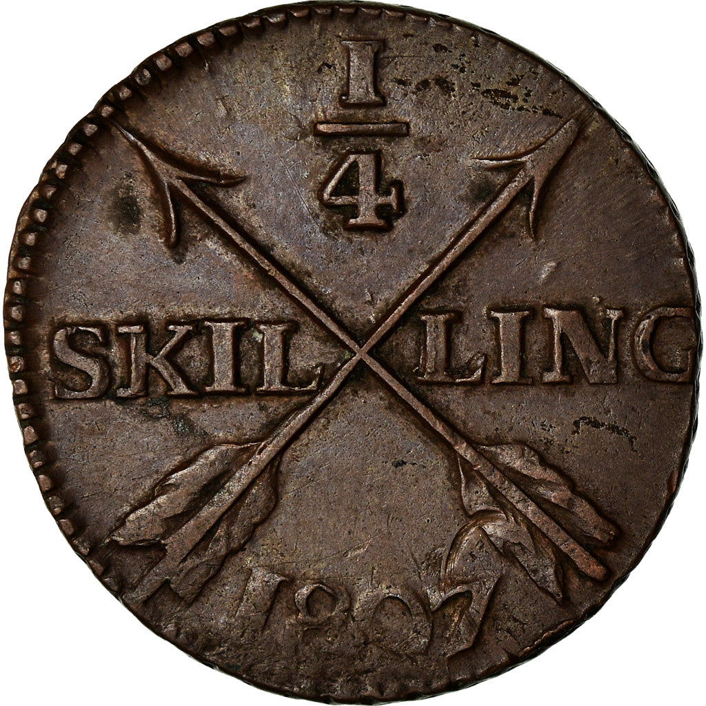 Monnaie, Suède, Gustaf IV Adolf, 1/4 Skilling, 1807, TB, Cuivre, KM:564