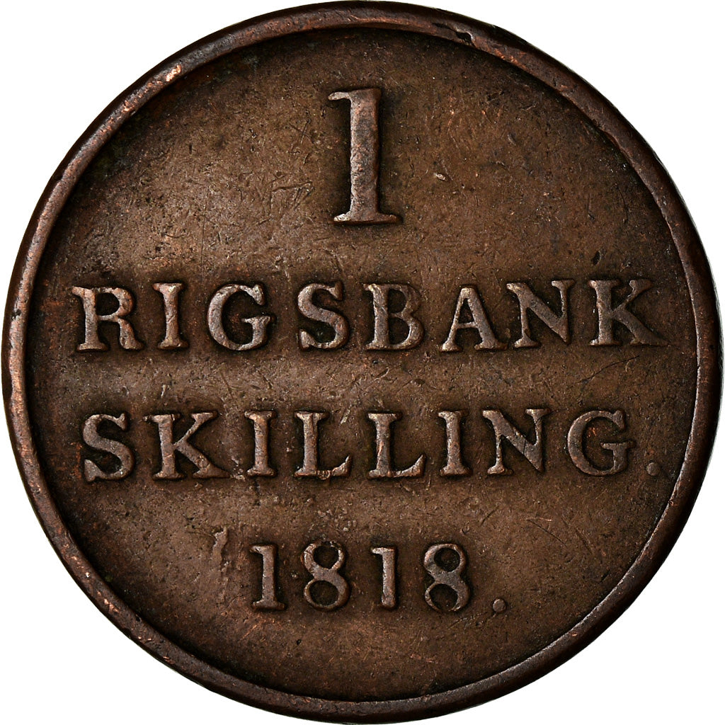 Münze, Dänemark, Frederik VI, Rigsbankskilling, 1818, Copenhagen, S+, Kupfer