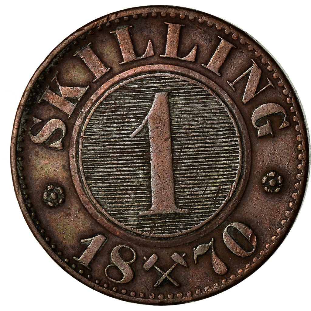 Moneta, Danimarca, Christian IX, Skilling Rigsmont, 1870, Copenhagen, BB