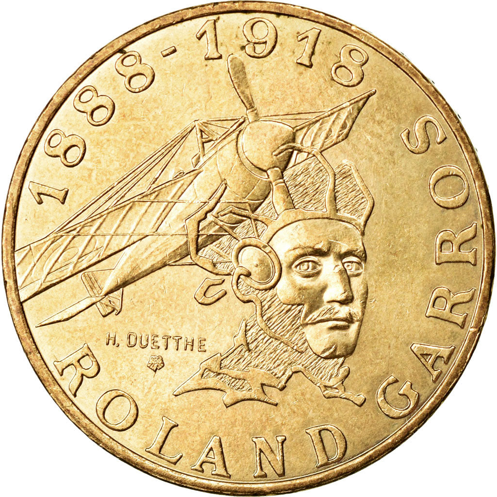 Coin, France, Roland Garros, 10 Francs, 1988, AU(55-58), Aluminum-Bronze